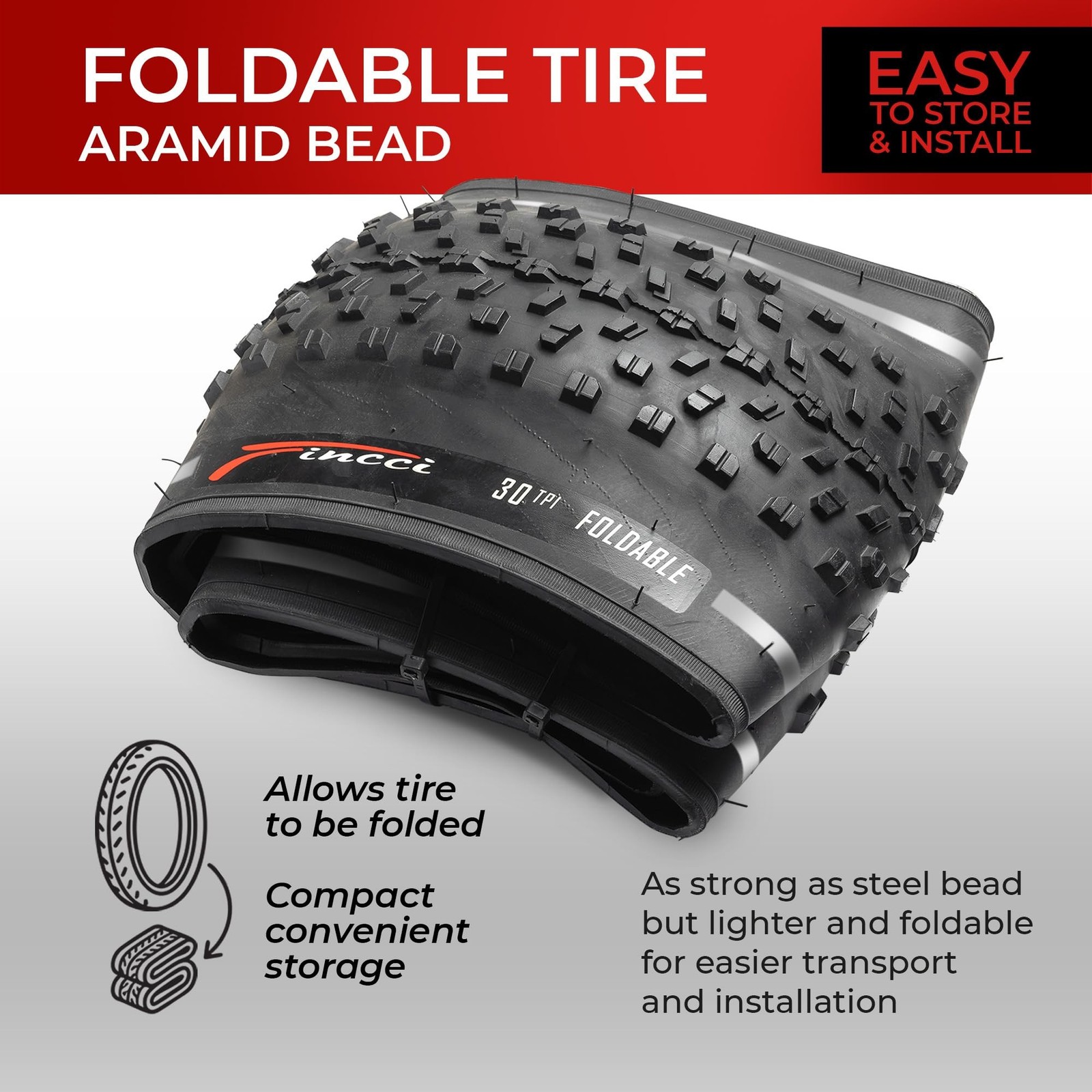 Fincci Pair 26×4.0 Fat Bike Tires – Foldable 26 inch Bike Tires with Wear-Res…