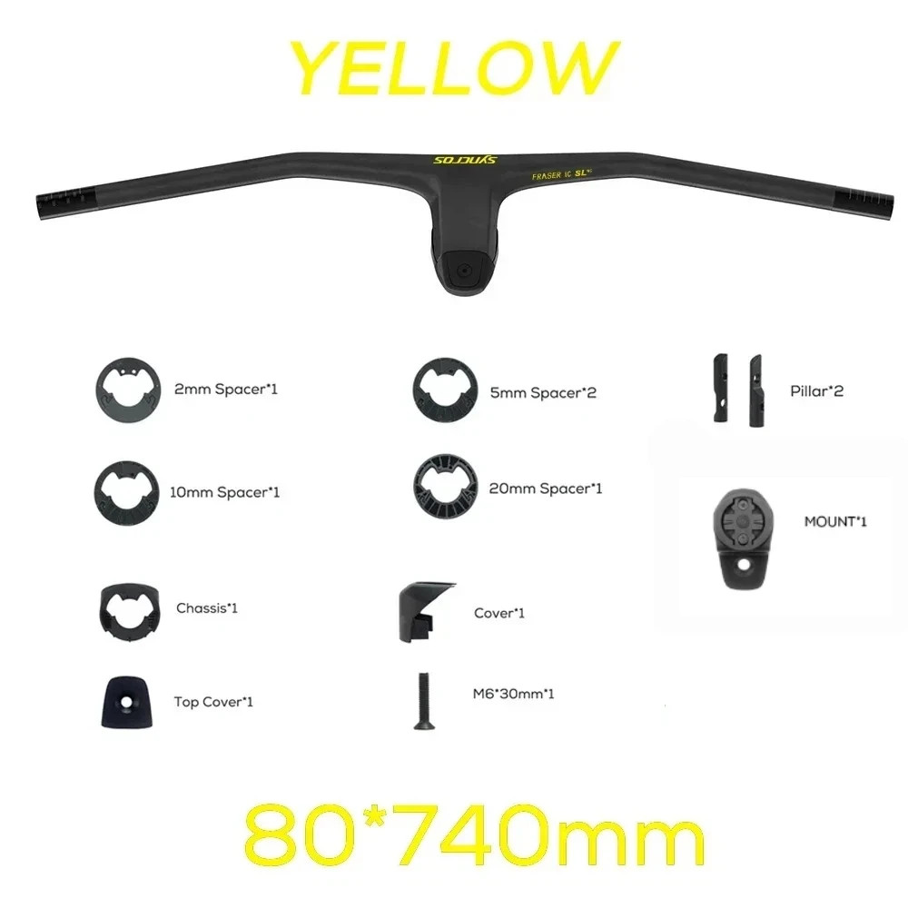 740MM -20 Degrees Full Carbon Fiber Integrated Cockpit MTB Bicycle Handlebars