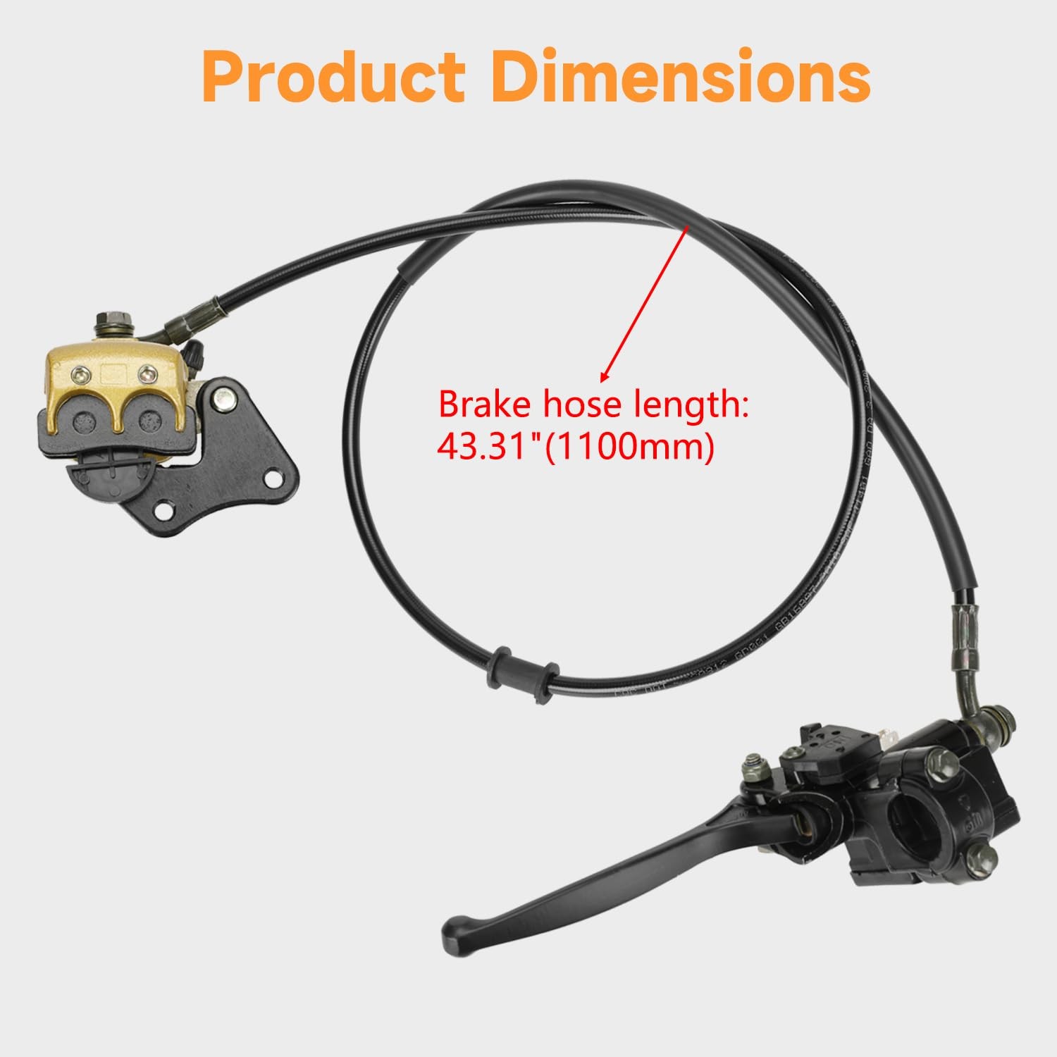 Front Disc Hydraulic Brake Master Cylinder Caliper Assembly and Pads for 50cc 70