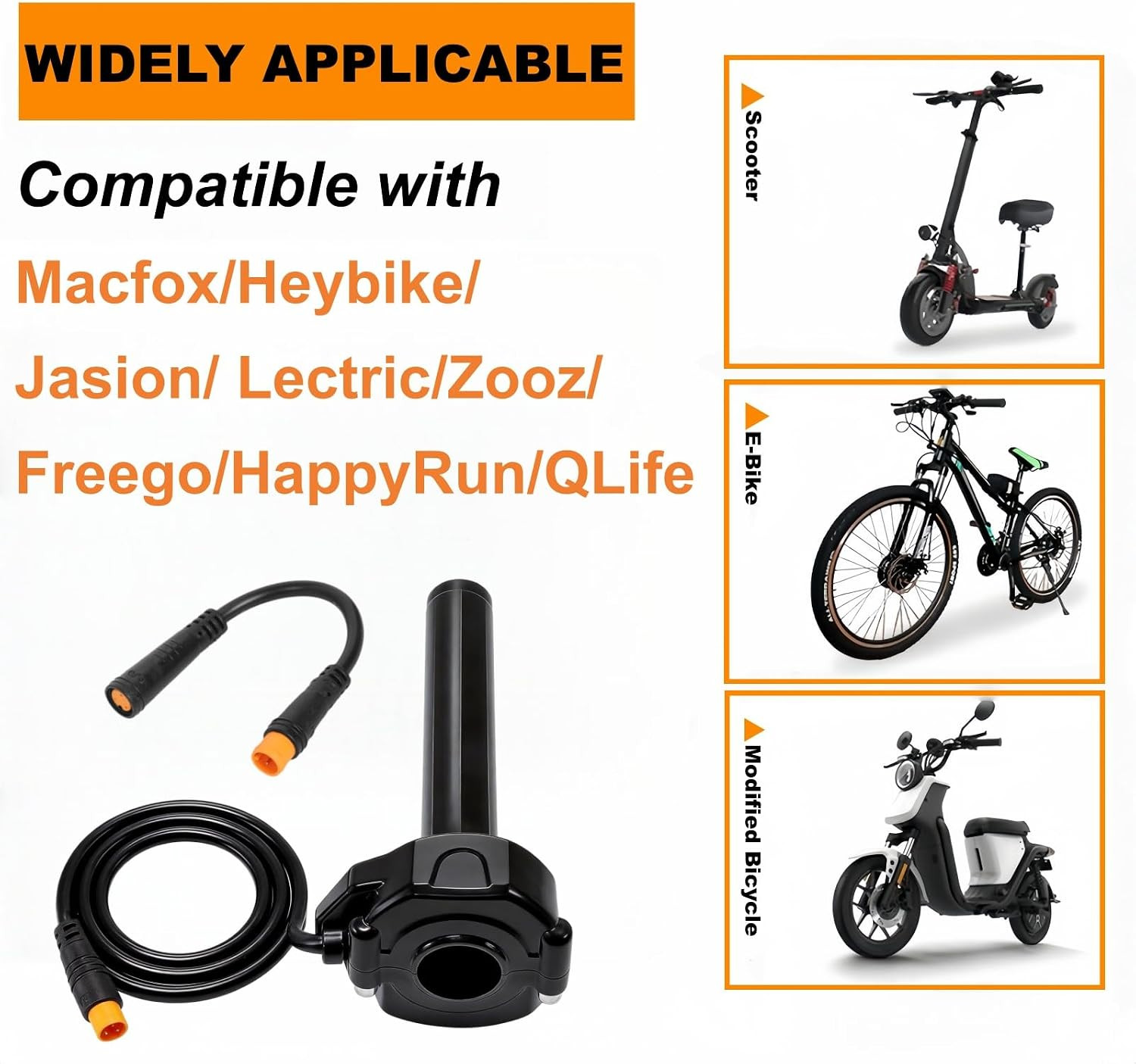 Ebike Full Twist Throttle, 3 Pin Surron Style Ebike Throttle Kit 12V-72V | 22Mm