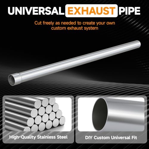 Straight Exhaust Pipe OD, Stainless Steel 50″ Long Mandrel 2.5″ 50 INCH