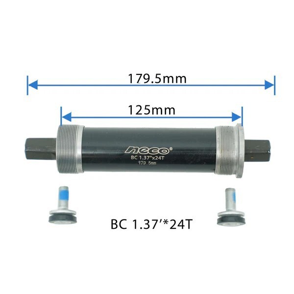 Fat Bike Shell width 125mm Neco Bottom Bracket 1.37″ x24T axle length 179.5mm