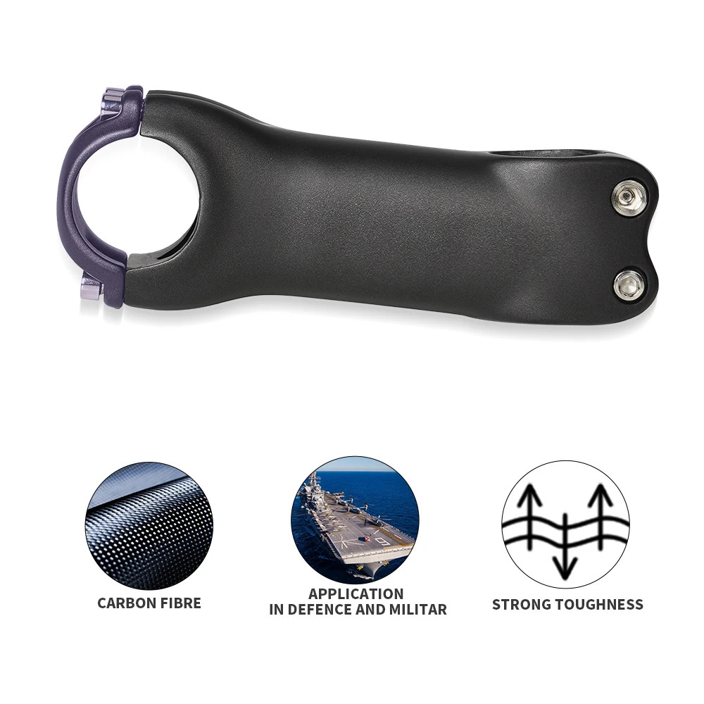Angle 6/17 Degree Carbon Fiber Road /Mountain Bicycle Stem Black Matte 60-120mm