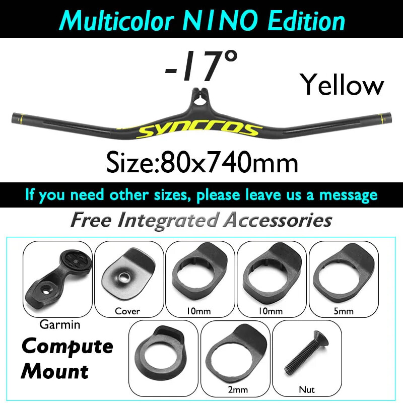 Carbon Integrated MTB Bicycle Handlebar with Stem 60-110mm -8/-17/-25 Degree