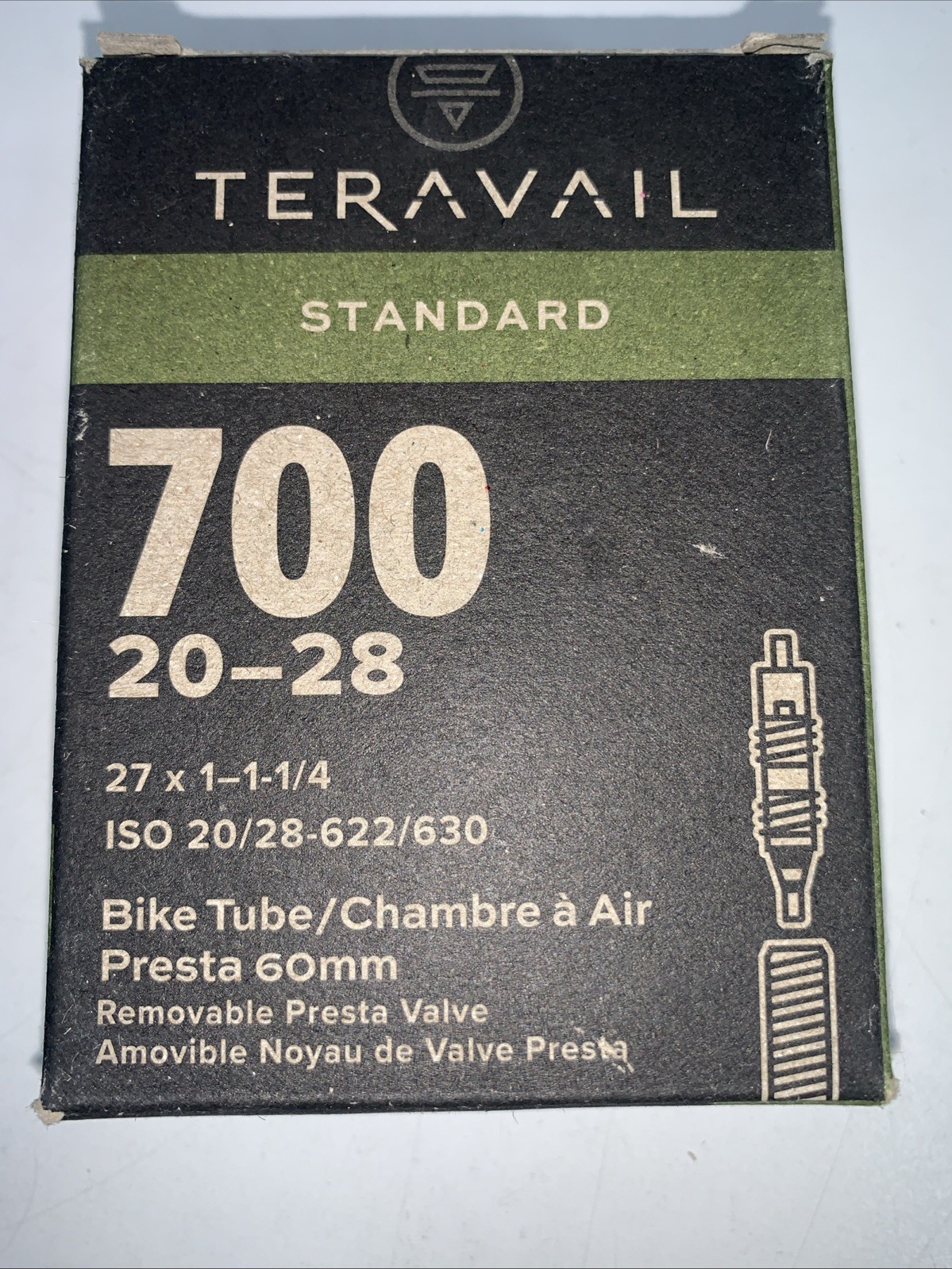 Teravail 700 x 20-28 Standard Inner Tube 60mm Street Bike Tube NEW Open Box