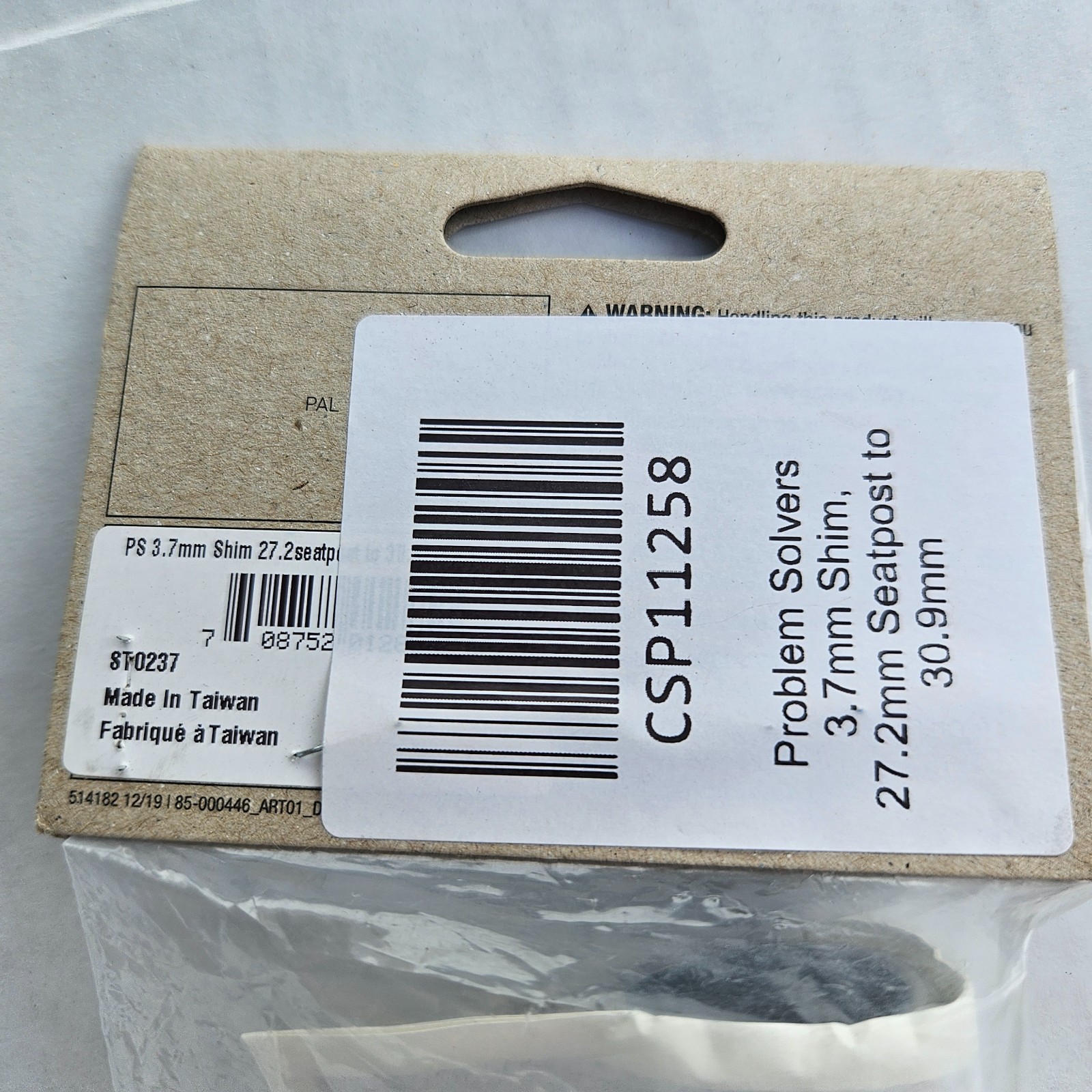 New Problem Solvers 3.7mm Seatpost Shim 27.2 to 30.9 Silver 27.2mm to 30.9mm