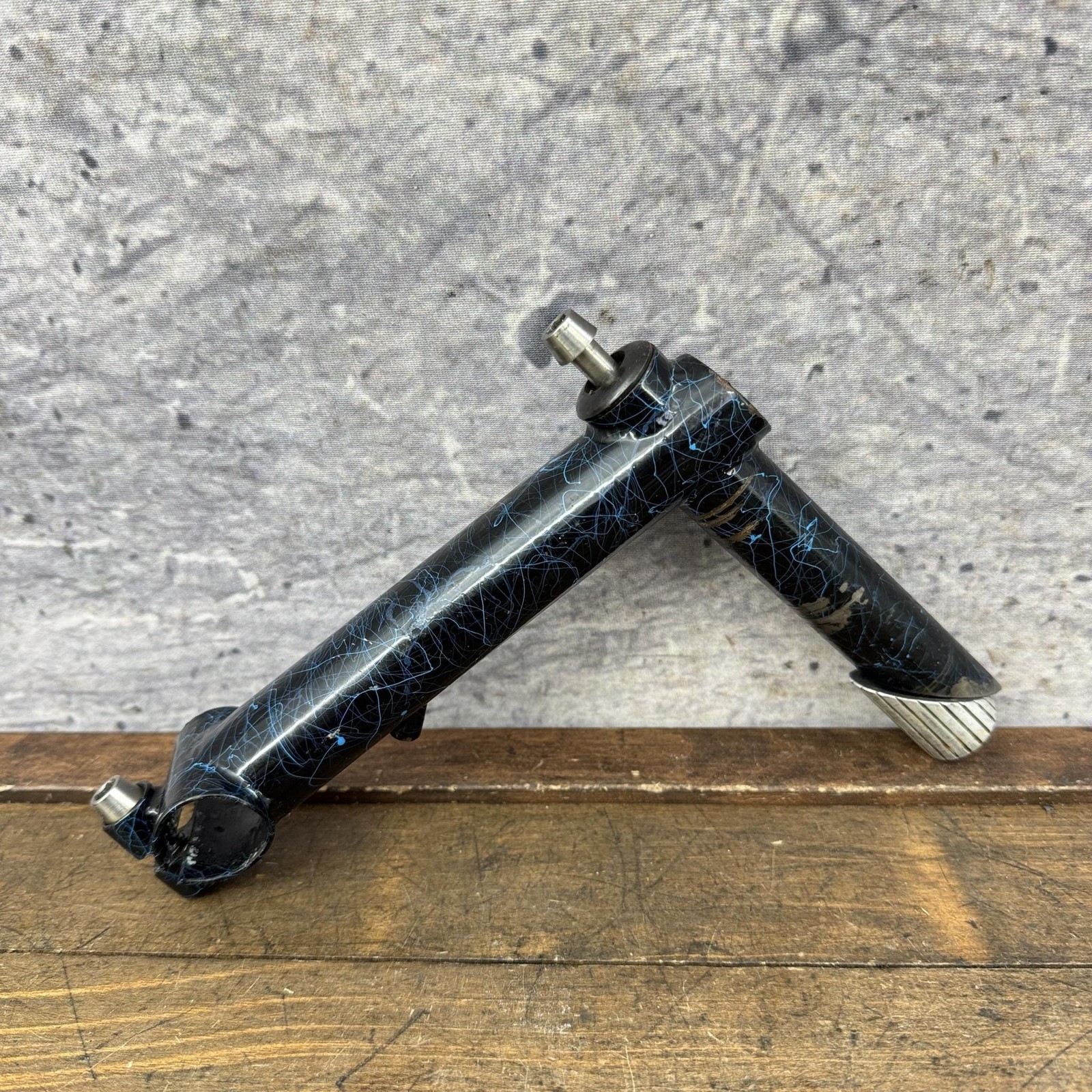 Vintage GT Quill Stem Blue Crackle Splatter 25.4 Quill 25.4 Clamp 80s MTB Cafe