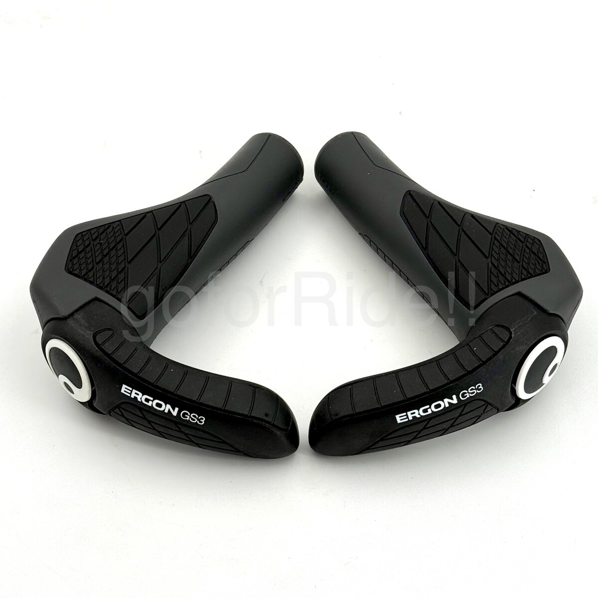 Ergon GS3 Large E-MTB Lock-On Grips Pair 3-Finger Bar End Anti-Slip Gray/Black
