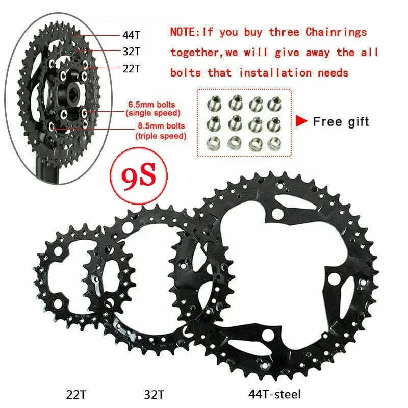Bicycle Chainring 104/64BCD MTB Chainwheel 24T 26T 28T 32T 38T 42T 44T Double/Tr
