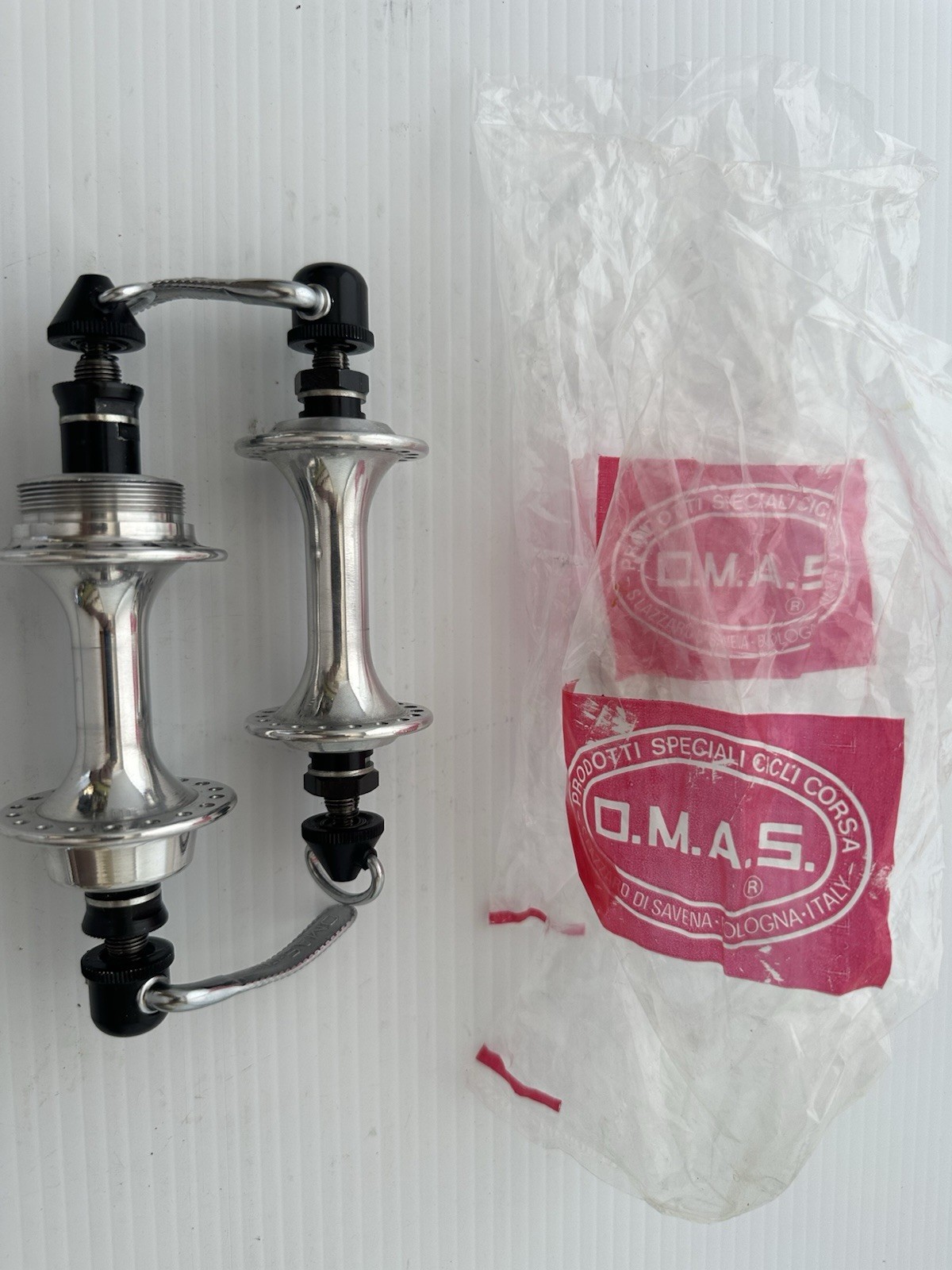 NOS O.M.A.S. Big Sliding Road Hub Set 36H High Flange 120mm Italian Thread Box