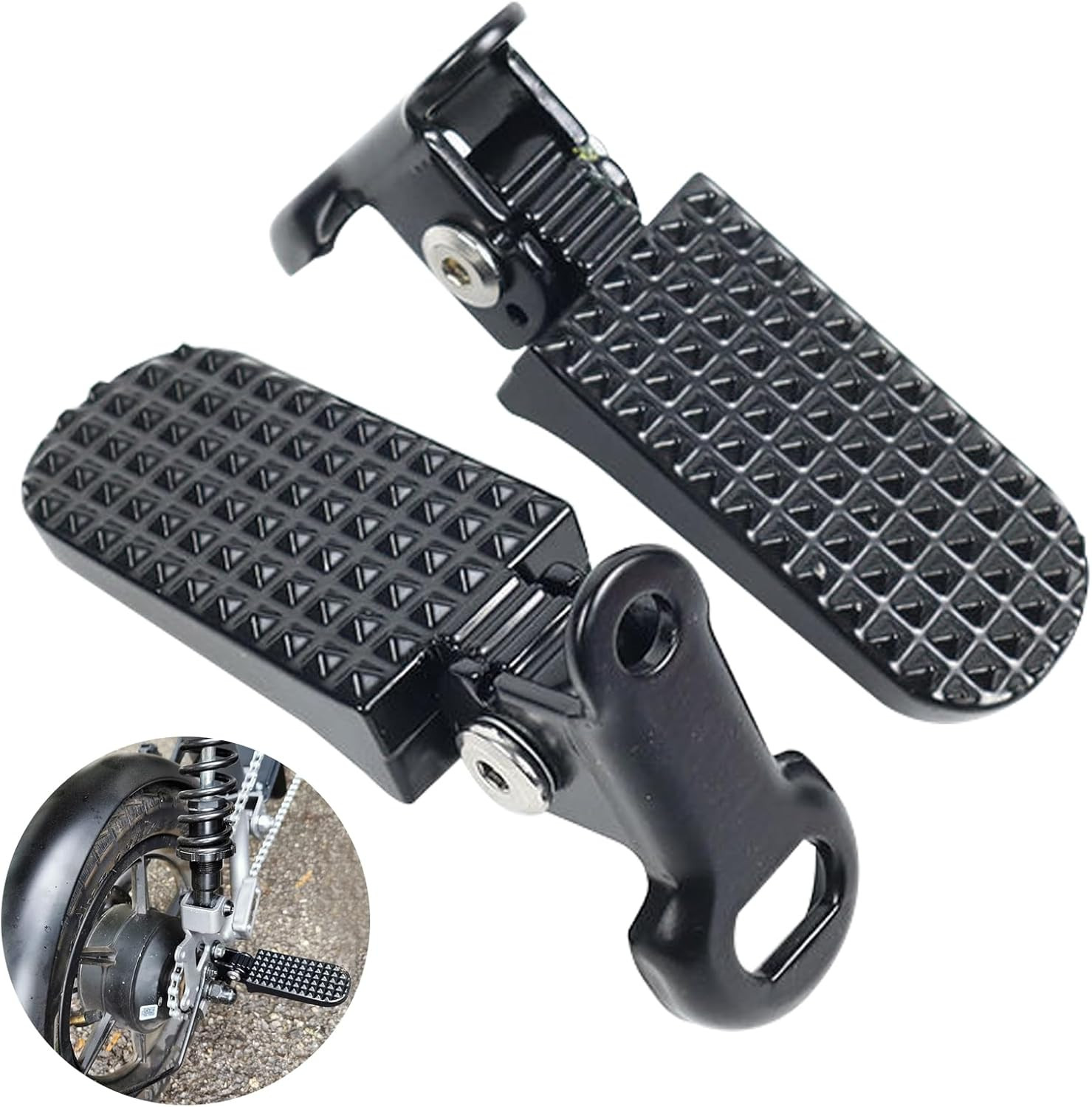 1 Pair Mini Bike Foot Pegs, Aluminium Alloy Non-Slip Bike Pegs, Folding Bike