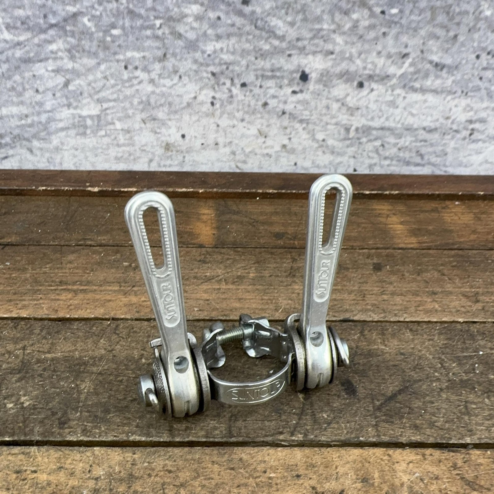 Vintage SunTour Downtube Friction Shifter Set Cyclone Superbe Clamp Japan Silver