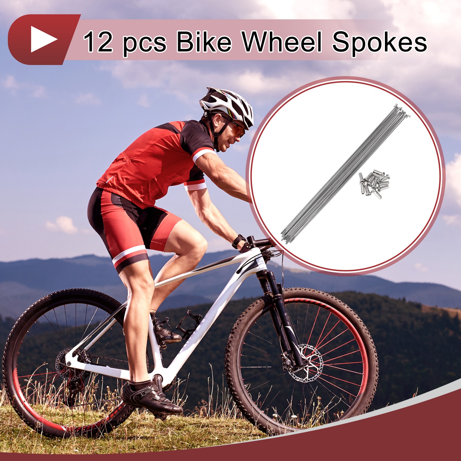 12 Set 14G Bicycle Spokes 265mm Bike Wheel Spokes 304 Stainless Steel
