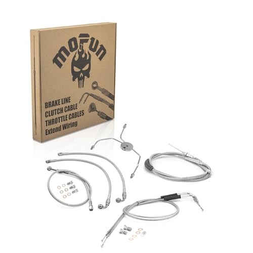 Throttle and Idle Cable Kit & Non-ABS Front Brake Line & Clutch 10″-12″ Chrome