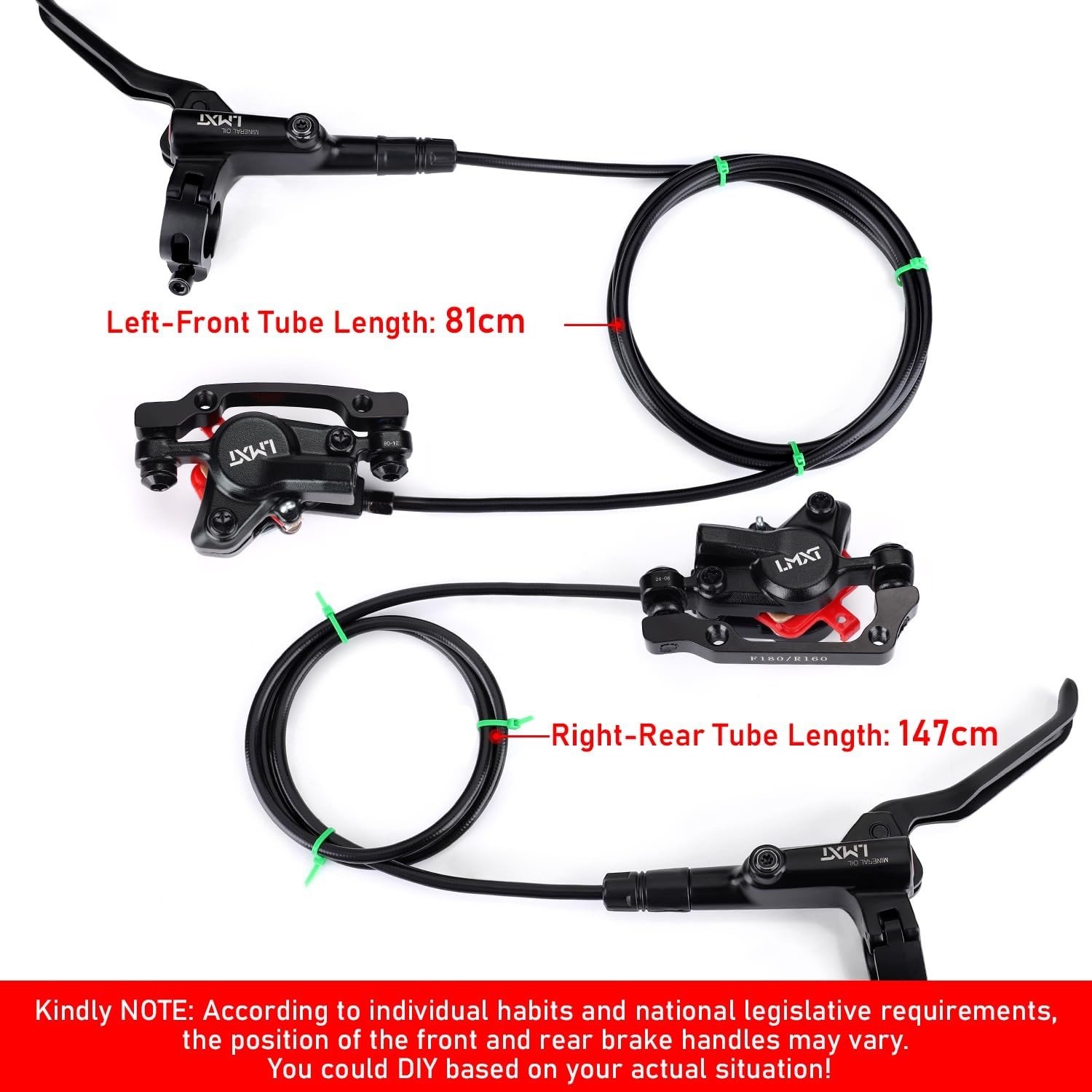 Hydraulic MTB Disc Brake Set with 160mm Rotors, Aluminum Calipers for Mountain &