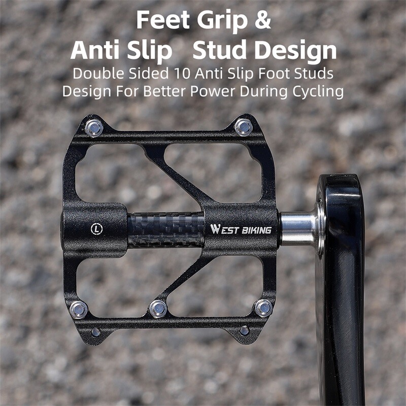 WEST BIKING Aluminum Bike Pedals 3 Bearings Steel Titanuim Axle Bicycle Pedals