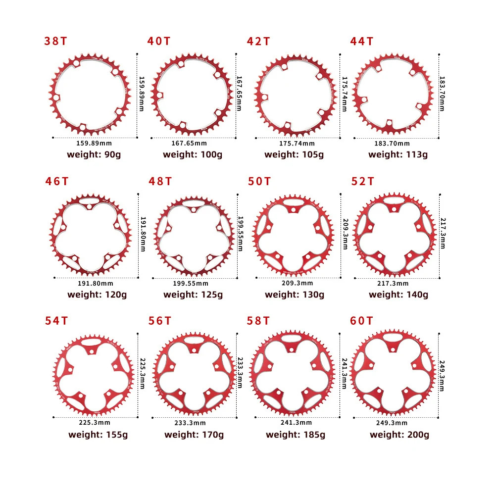 Road Bicycle Narrow Wide Sprocket 130BCD round 38T 40T 42T 44T 46T 48T 50T 52T 5
