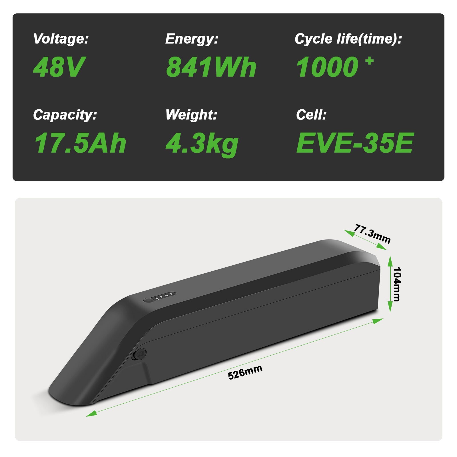 Electric Bike Battery 48V 17.5Ah for Himiway Cruiser Battery Replacement