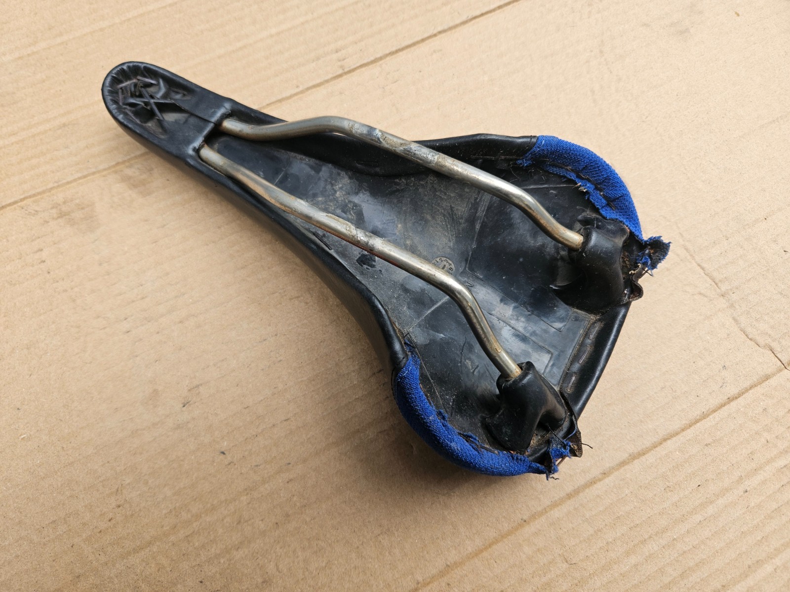 Vintage 90s Marin Mountain Bike Saddle Black + Blue (ripped but usable)