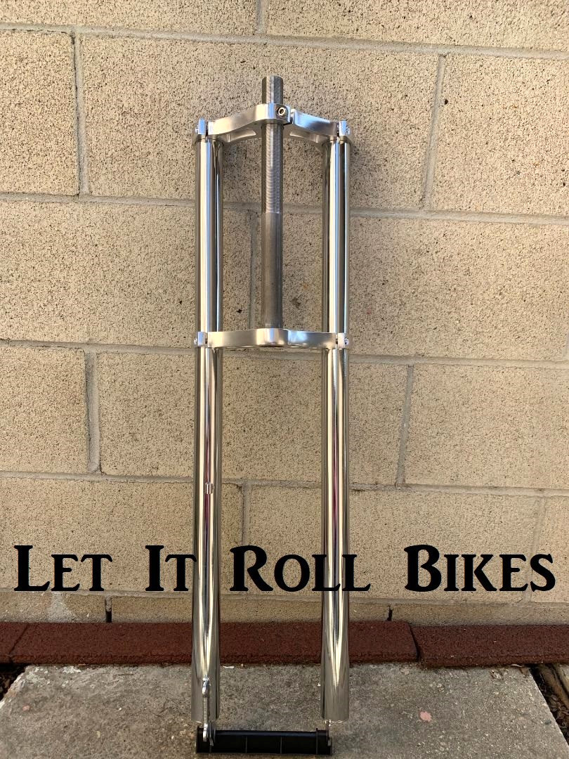30″ LONG FAT Bicycle Triple Fork 1-1/8″ THREADED For 26″ x 3.0-4.0 Wheel CHROME