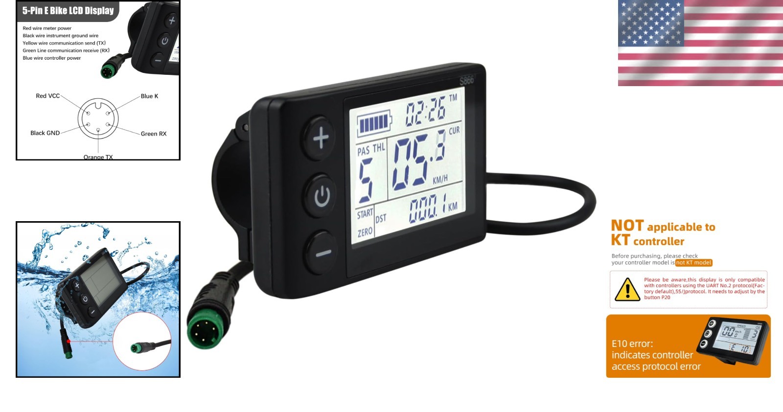 Lightweight Wireless Speedometer Odometer for 24V/36V/48V Electric Scooters