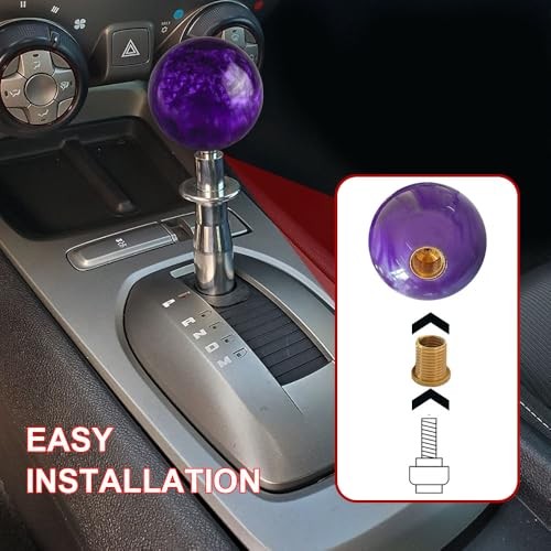 Shift Knob Manual Gear, Shifter Knobs, Acrylic Round Gear Shift Stick Purple