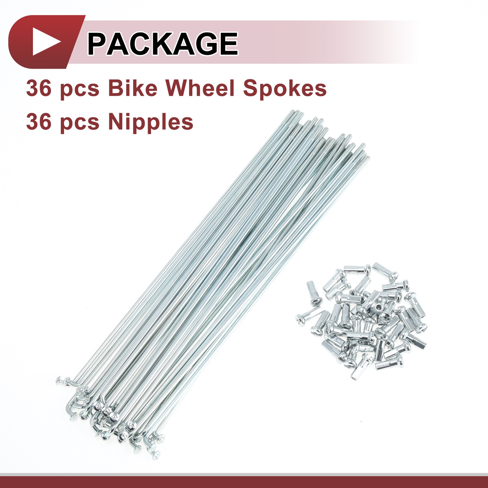 36 Set 13G Bicycle Spokes 185mm Bike Wheel Spokes Galvanized Carbon Steel