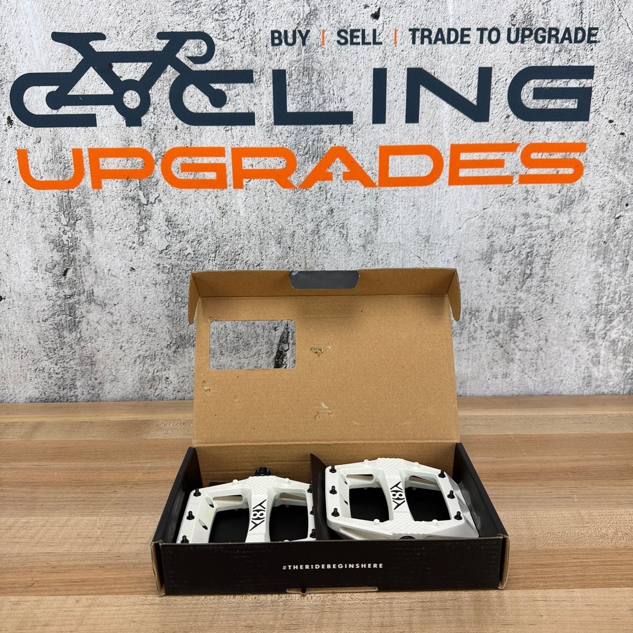 New! Origin8 Strapd White Composite Platform/Flat MTB Bike Pedals 364g MSRP $60