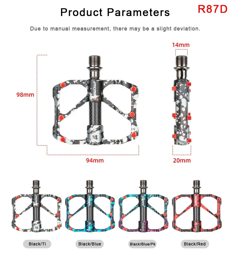 PROMEND MTB Pedals Ultralight 3 Bearings Colorful Carbon Fiber Road Bike Pedals