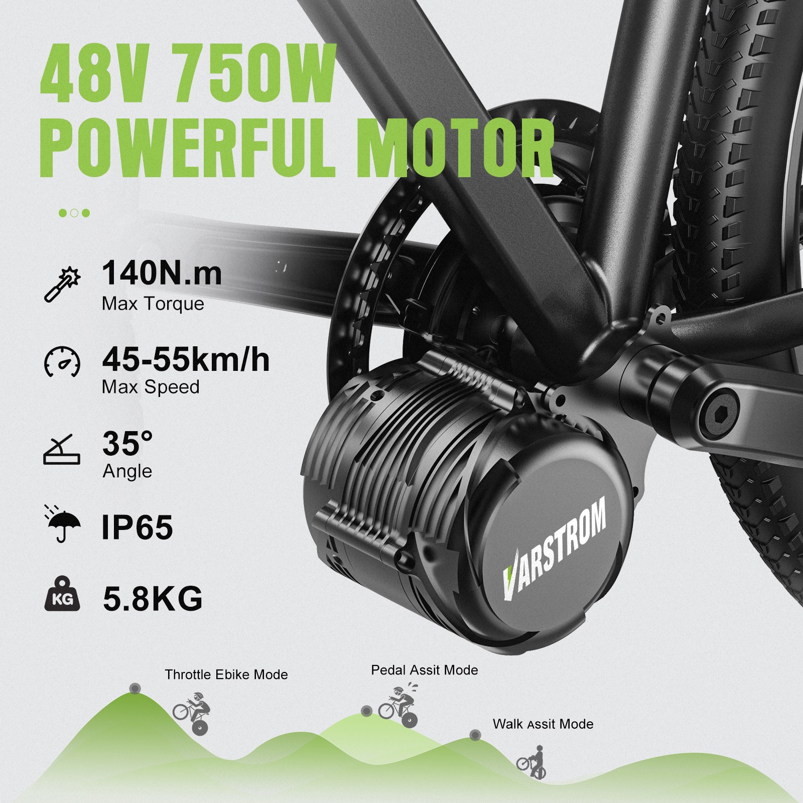 48V750W68MM TSDZ8 Mid Drive Motor Tongsheng Torque Sensor Ebike Conversion Kit