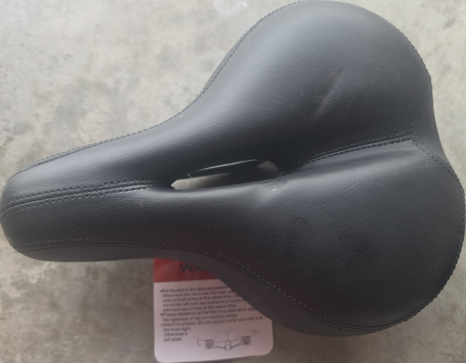 Black Synthetic Comfort Bicycle Saddle with Center Cutout for Universal Bikes