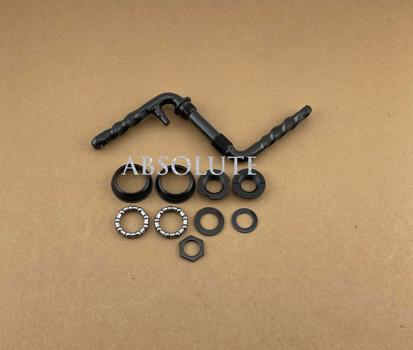 VINTAGE LOWRIDER 4″ LONG ONE/PIECE STEEL TWISTED CRANK IN BLACK W/BOTTOM BRACKET