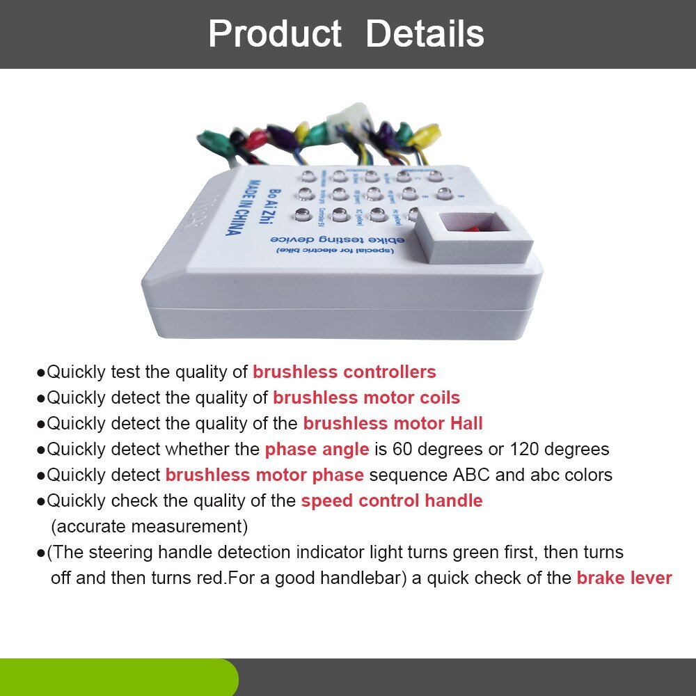 24-72V Electric Bike Brushless Motor Controller Tester for E-bike Accessories