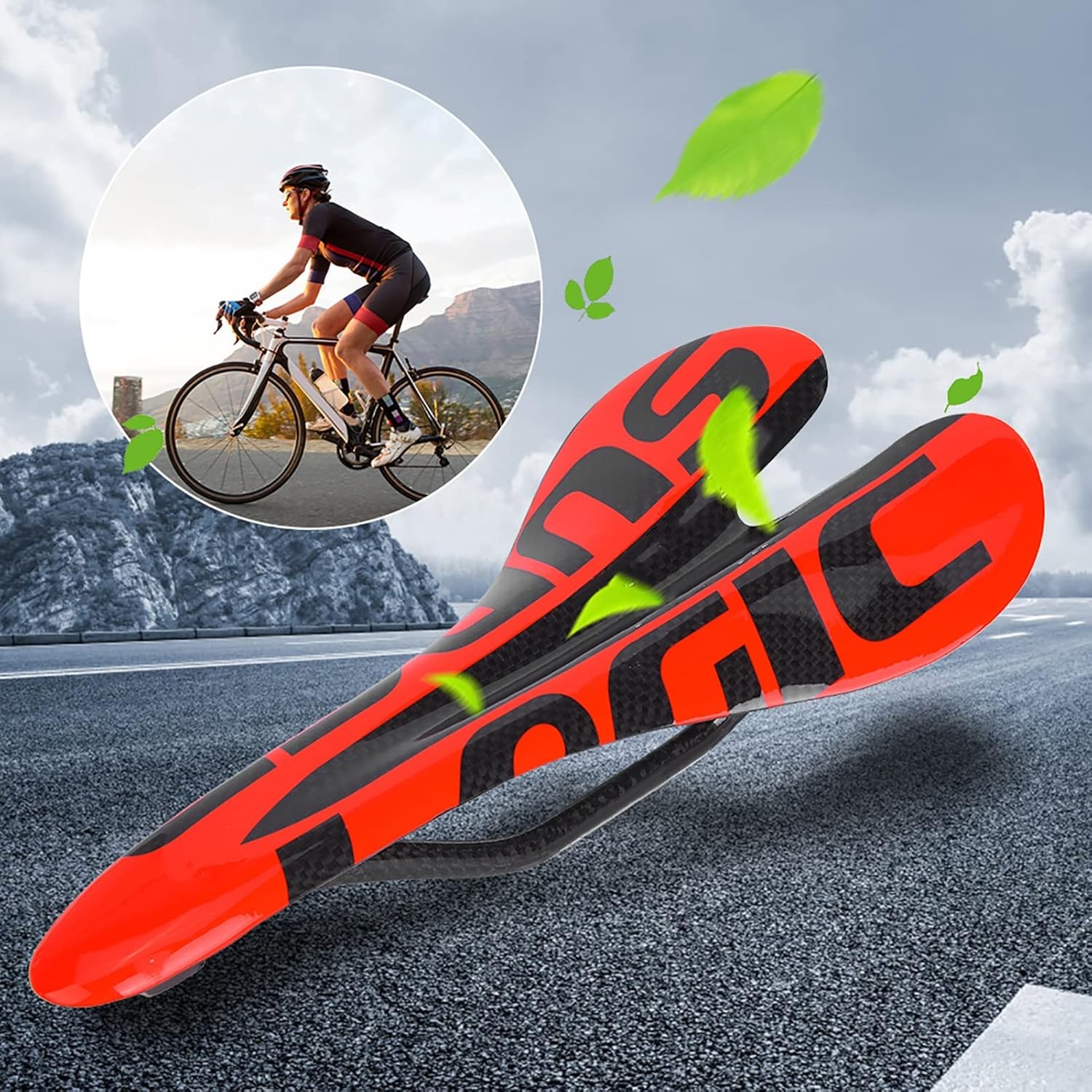 Carbon Fiber Red Ergonomic Comfort Bike Saddle Road Bike Seat Design