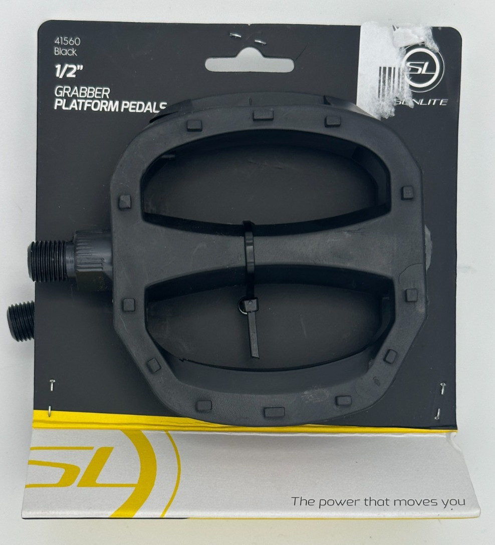 Sunlite 1/2″ Grabber Platform Pedals, Black Nylon Body, Chromoly Spindle (41560)