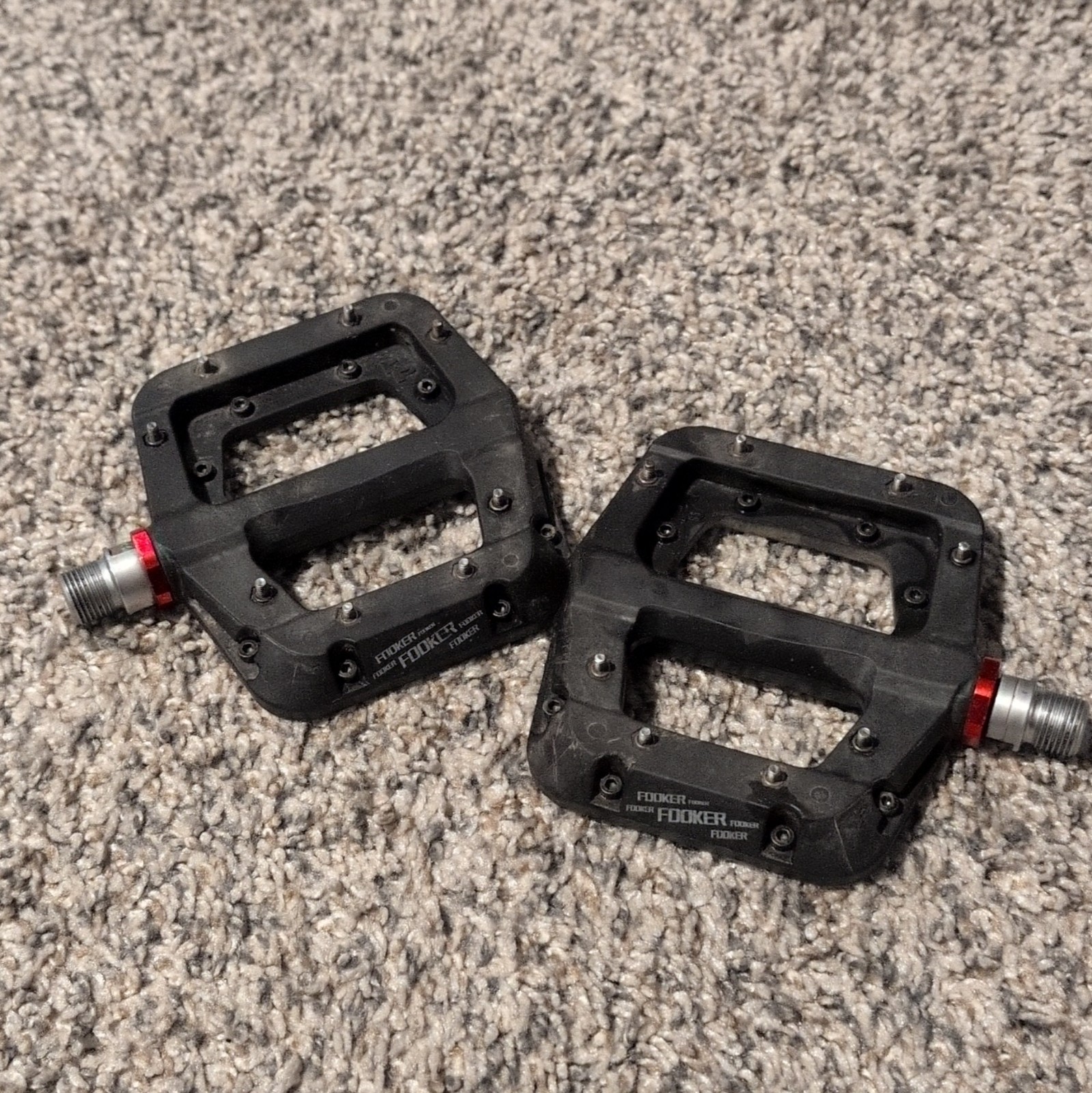 FOOKER Black Composite Flat/Platform Bike Pedals Pair 9/16 in Axle
