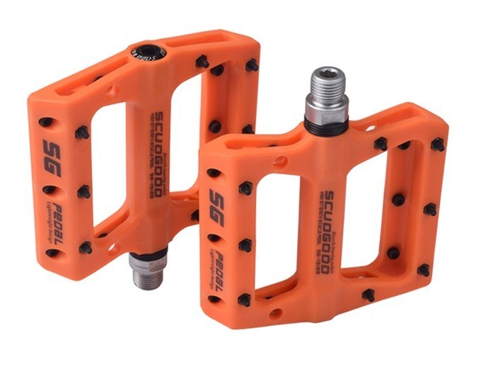 Road MTB Mountain Bike Fixie Bicycle Pedal Bearings Flat Pedals Polyamide Orange