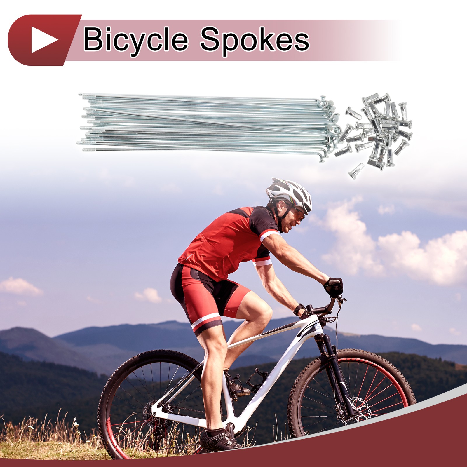 12G Bicycle Spoke 185 mm Bike Wheel Spoke Carbon Steel Galvanized Silver Tone