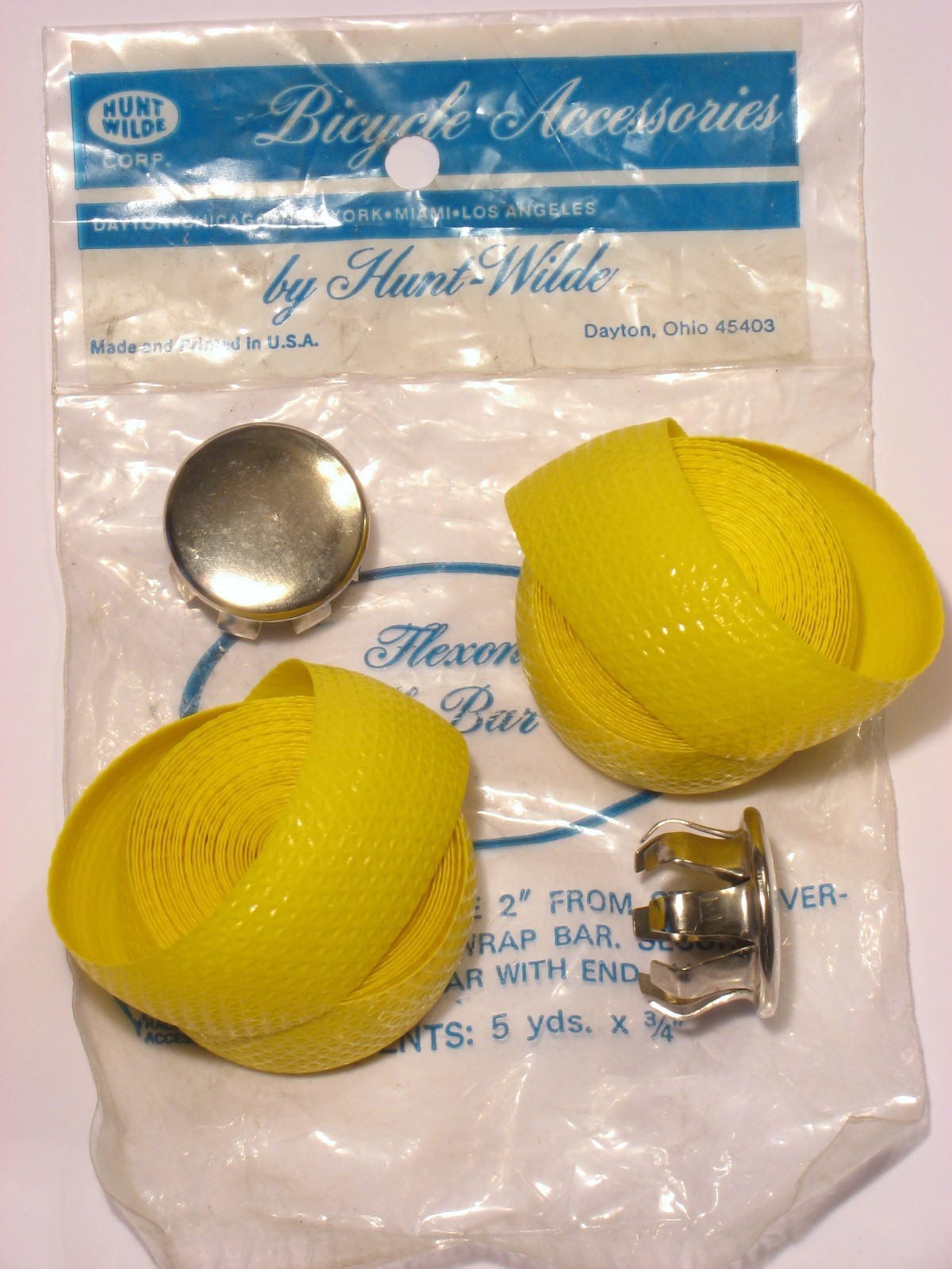 SCHWINN KOOL LEMON HANDLEBAR TAPE YELLOW HUNT-WILDE VINYL w/BAR END PLUGS 09 066