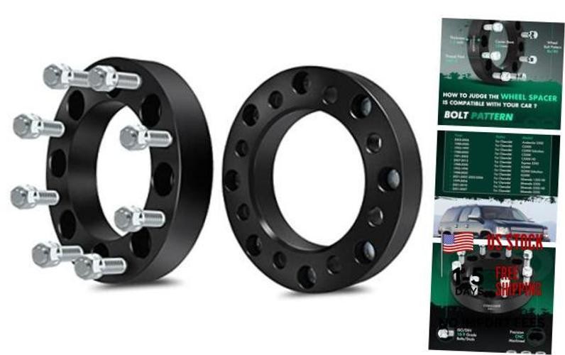 2Pcs 8×6.5 to 8×180 Wheel Adapters 1.5 inch Thread Pitch 14×1.5 Hub Bore