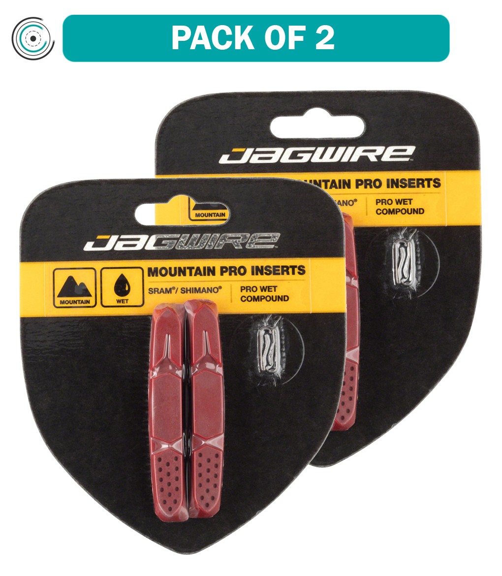 2 Pack Jagwire Mountain Pro Brake Pad Replacement Insert for Wet Conditions Red