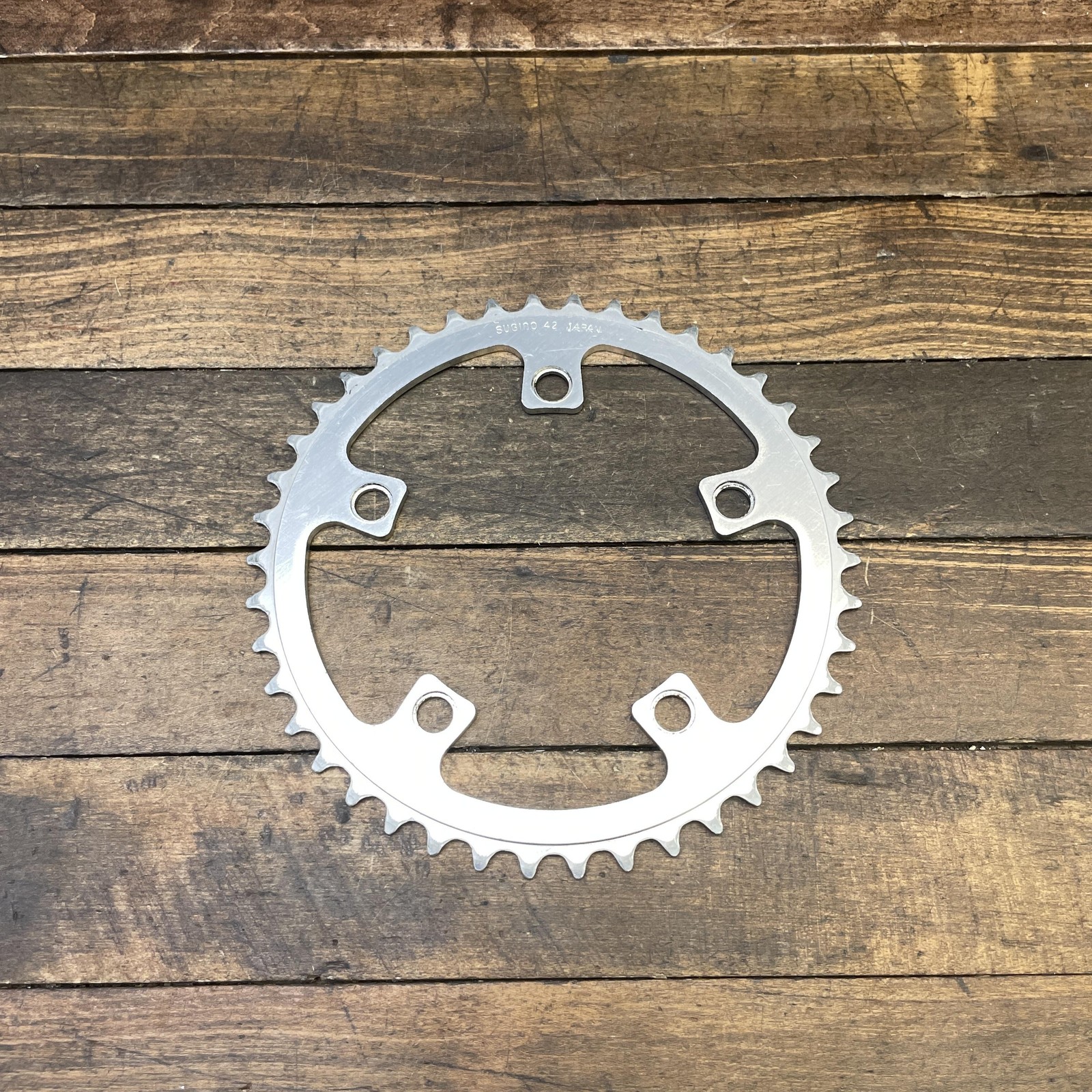 Vintage Sugino 42T Chainring 110 BCD 5-Arm Old School BMX Silver Japan Alloy