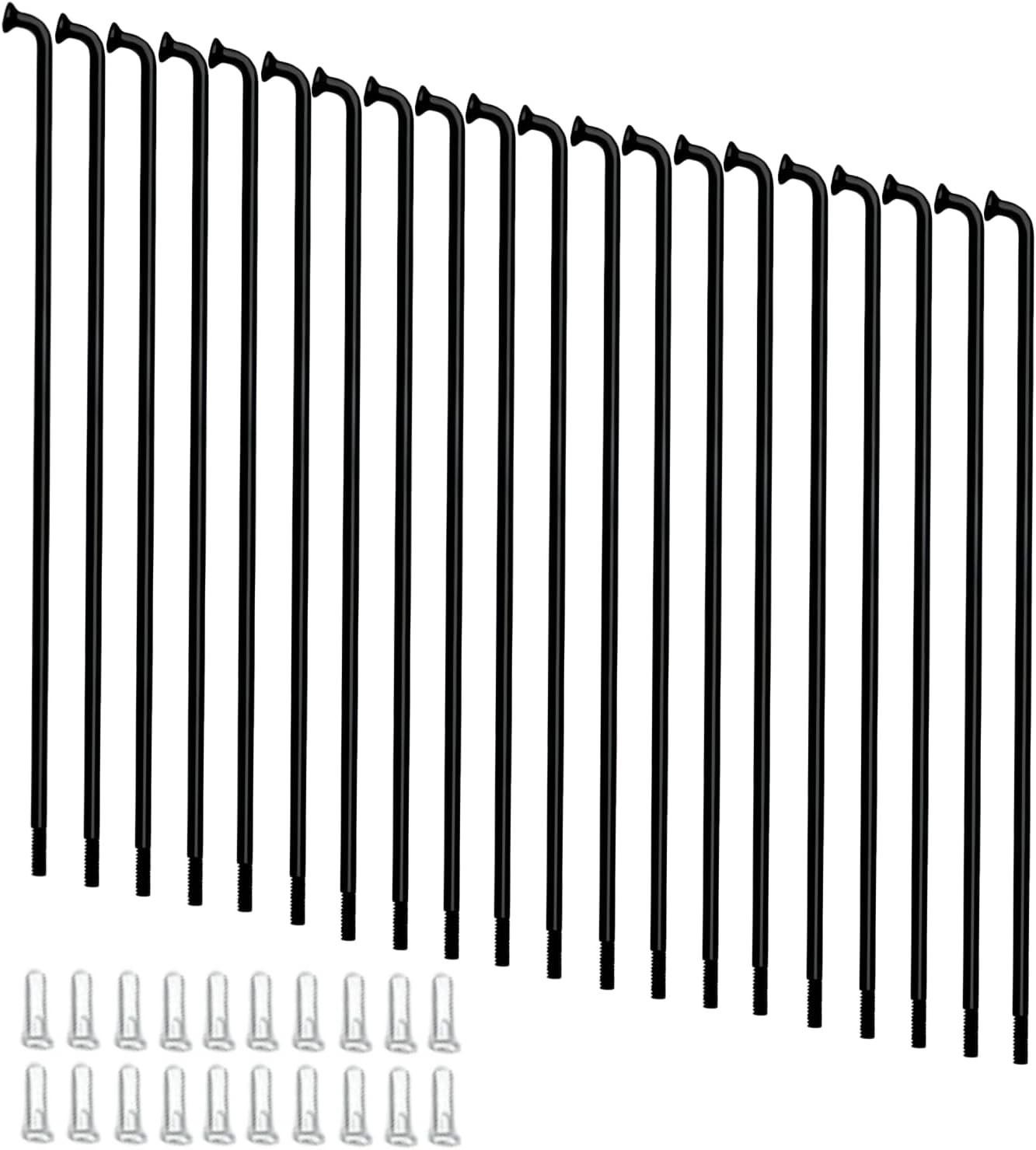 Precision Crafted Bike Spokes 20pcs in Black Steel – 12G, Impact Resistant