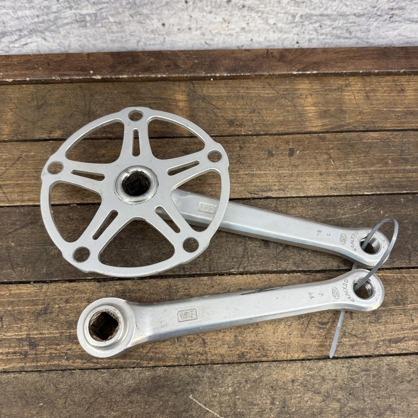 Vintage SR Raleigh Crankset 165mm 118 BCD Alloy Modified Single Square Taper