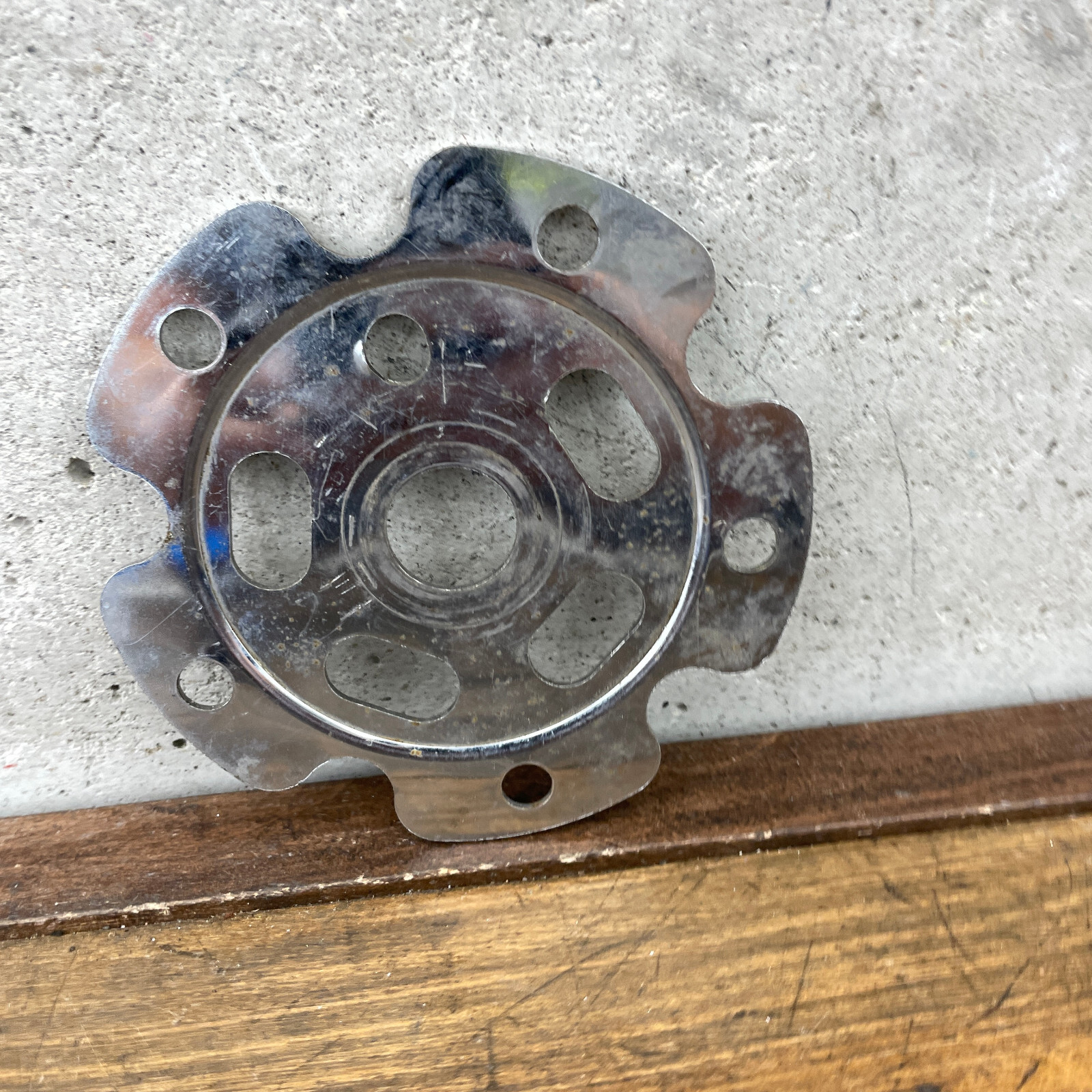 Old School BMX Power Plate Spider Chrome Disc 110 OG 80s Silver Freestyle