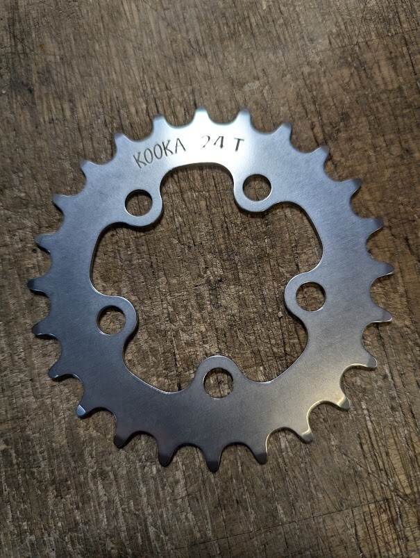 NOS KOOKA 24t 58mm bcd chainring MTB vintage (silver/raw)