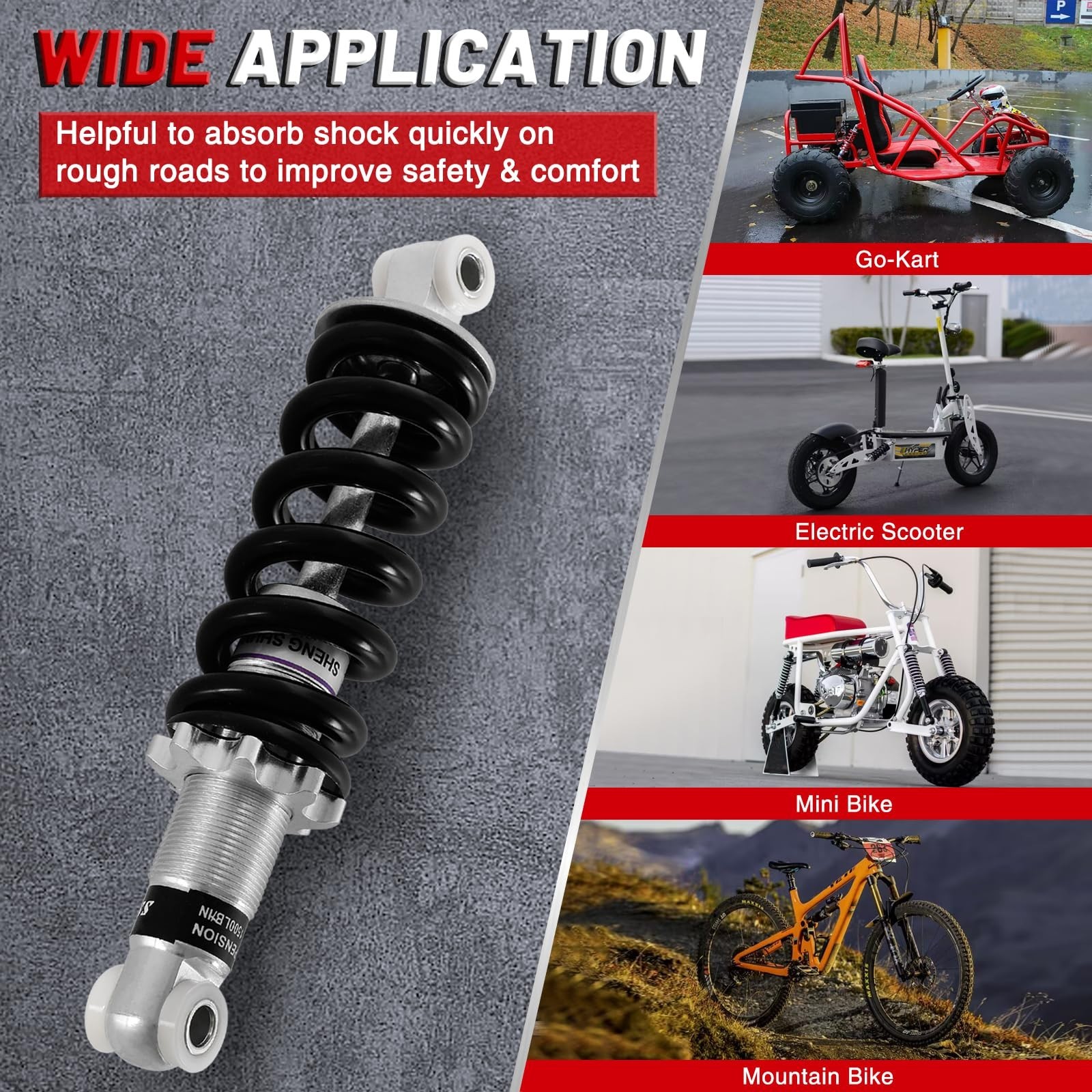 190mm 1500LBS Adjustable Mountain Bike Rear Shock Absorber for MTB, E-Bike & Mor