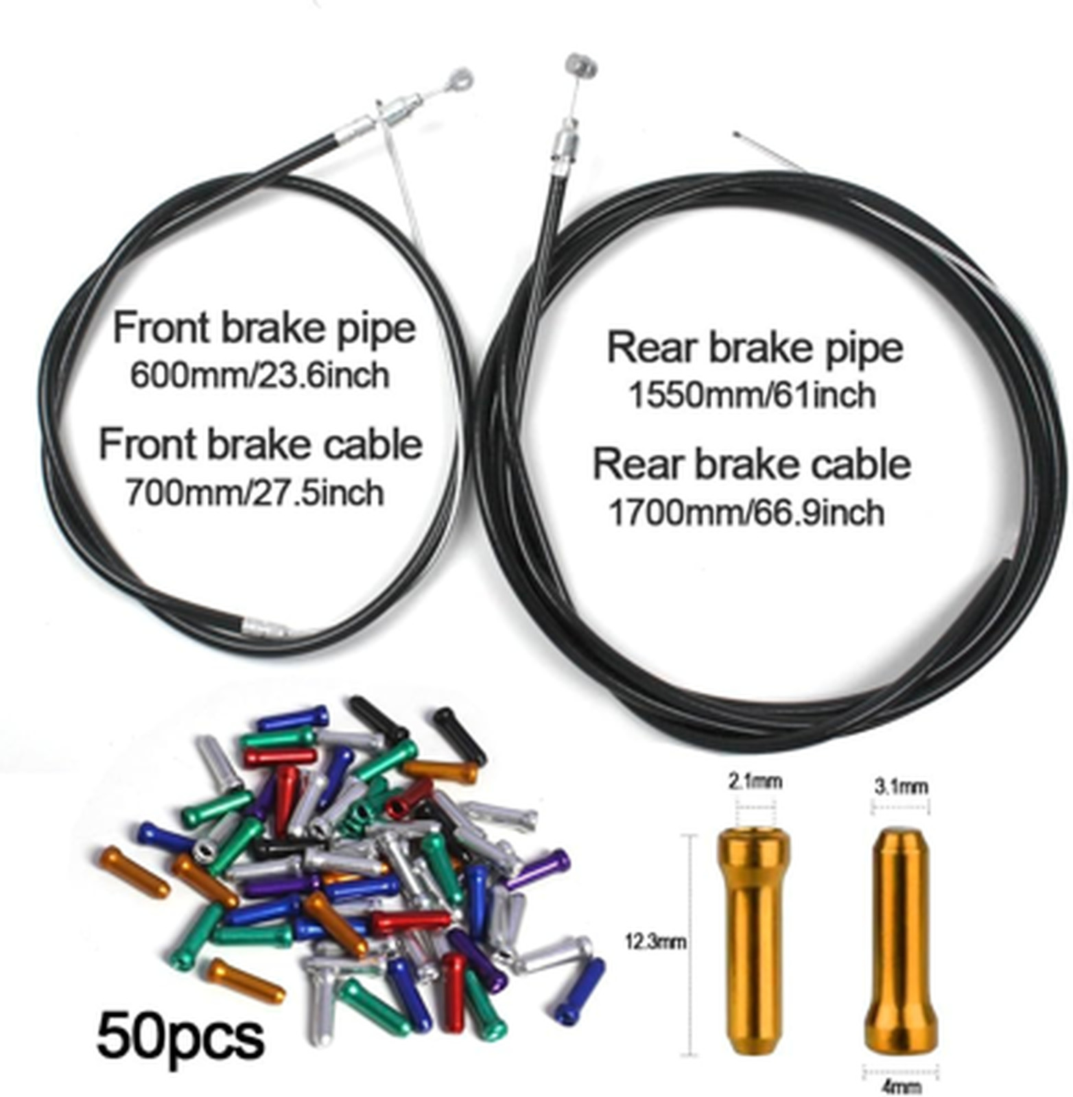 Bicycle Brake Cables Housing Kit Zinc Steel Inner Outer For Mountain Road Bikes