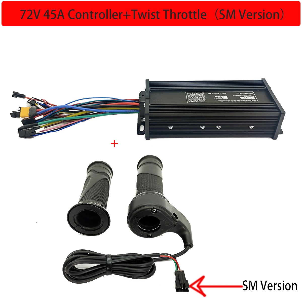 48V/60V/72V 45A E-bike Controller Sine Wave Square Wave +SM Twist Throttle Part