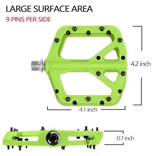 Flat Mountain Bike Pedals Nylon Composite 9/16 Non-Slip Steel Pins Pedal Cycling
